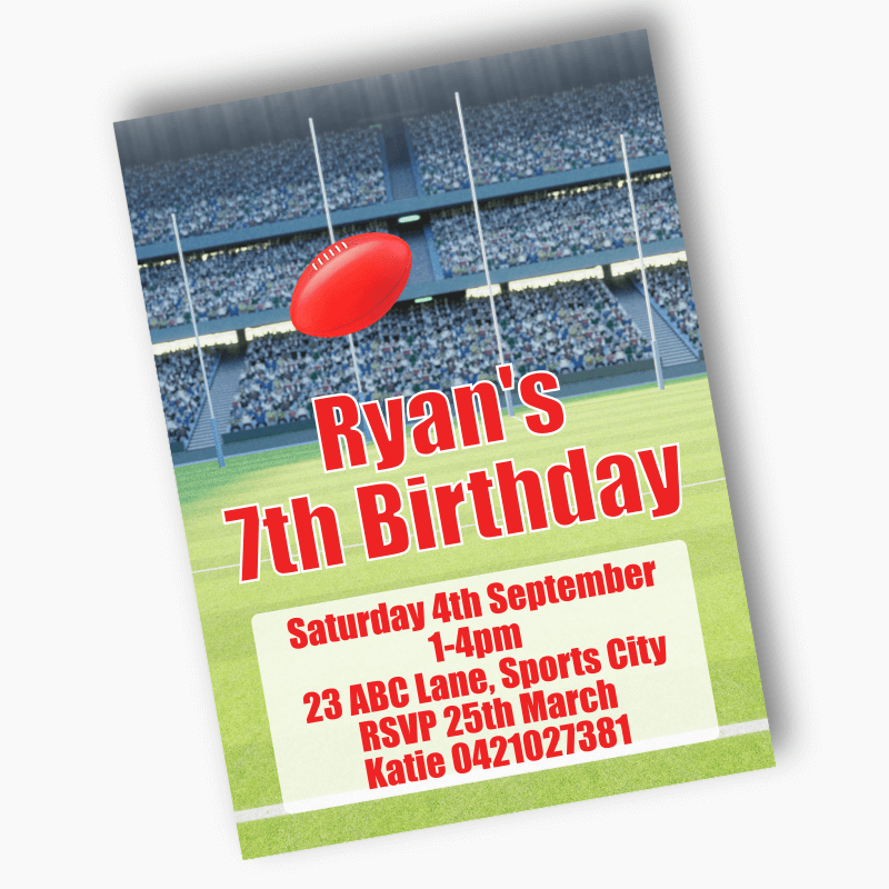 Personalised Aussie Rules Football Party Invites