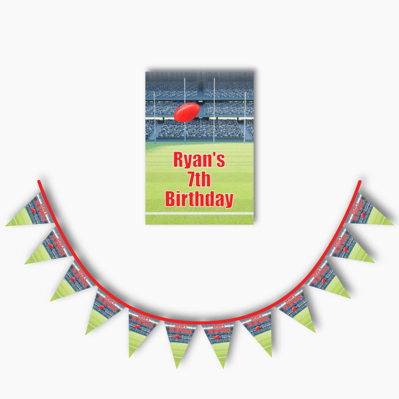 Personalised Aussie Rules Party Poster &amp; Bunting Combo
