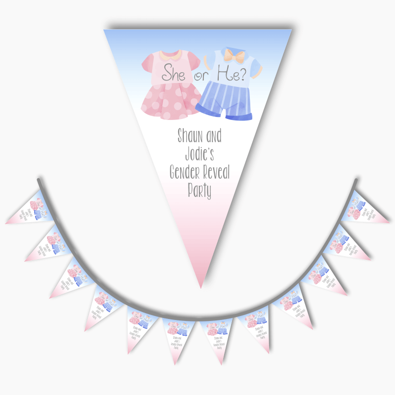 Personalised Baby Outfits Gender Reveal Party Flag Bunting