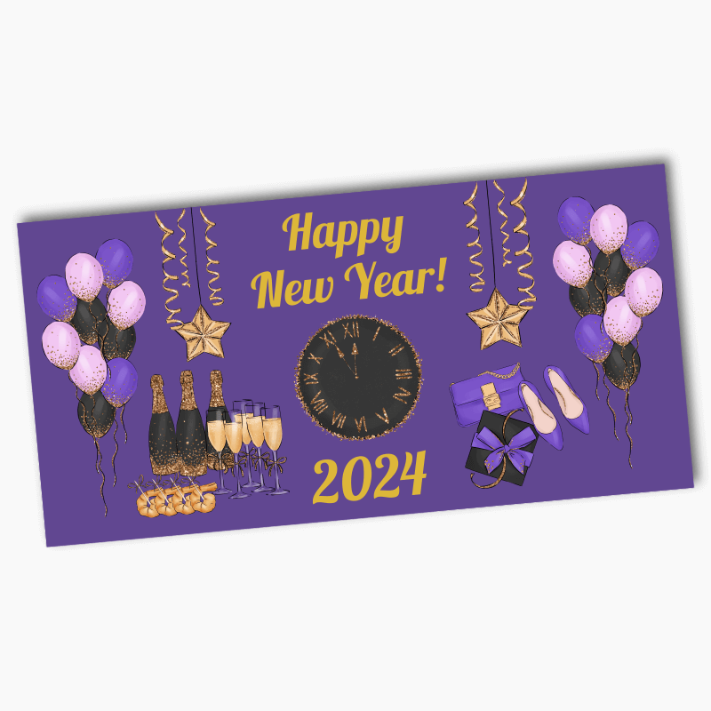 Purple, Black &amp; Gold New Years Party Banners