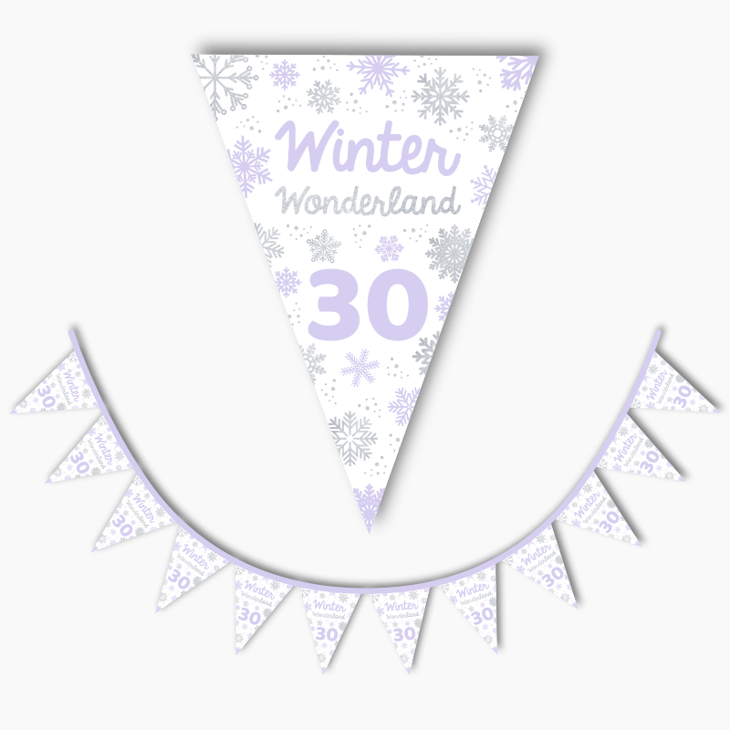 Personalised Winter Wonderland Party Flag Bunting - Purple