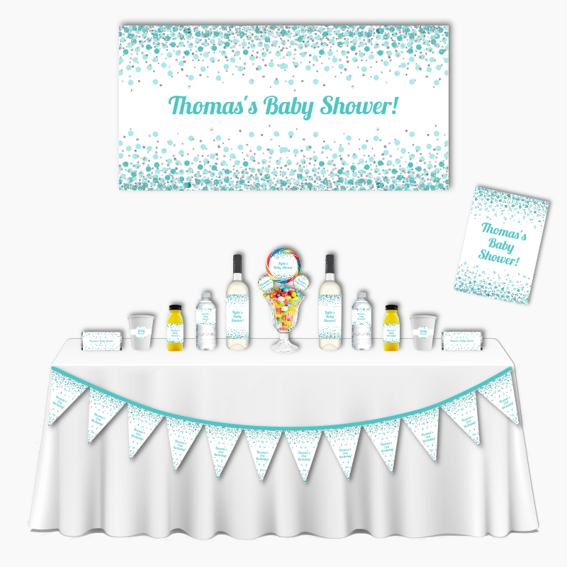 Personalised Green Confetti Deluxe Baby Shower Pack