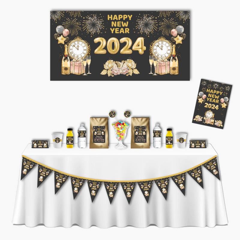 Charcoal, Gold &amp; Rose Pink Deluxe New Years Party Pack