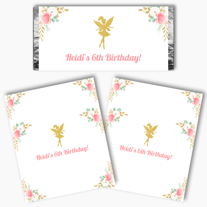 Personalised Floral Fairy Party Mini Chocolate Labels