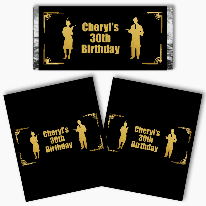 Personalised 1920s Gatsby &amp; Gangster Party Mini Chocolate Labels