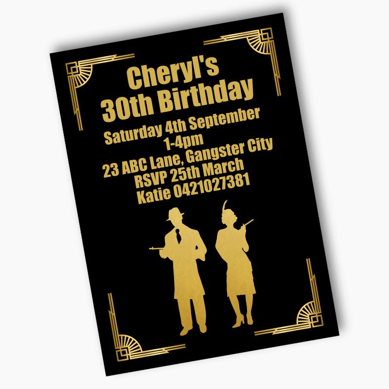Personalised 1920s Gatsby &amp; Gangster Party Invites