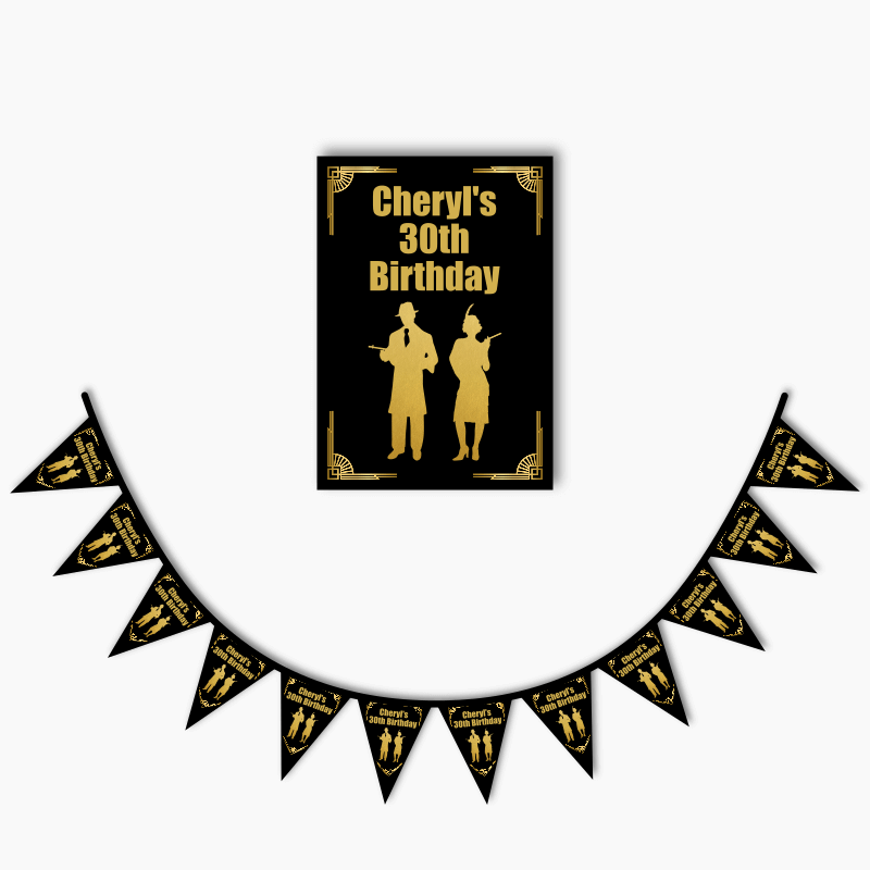 Personalised 1920s Gatsby &amp; Gangster Poster &amp; Bunting Combo