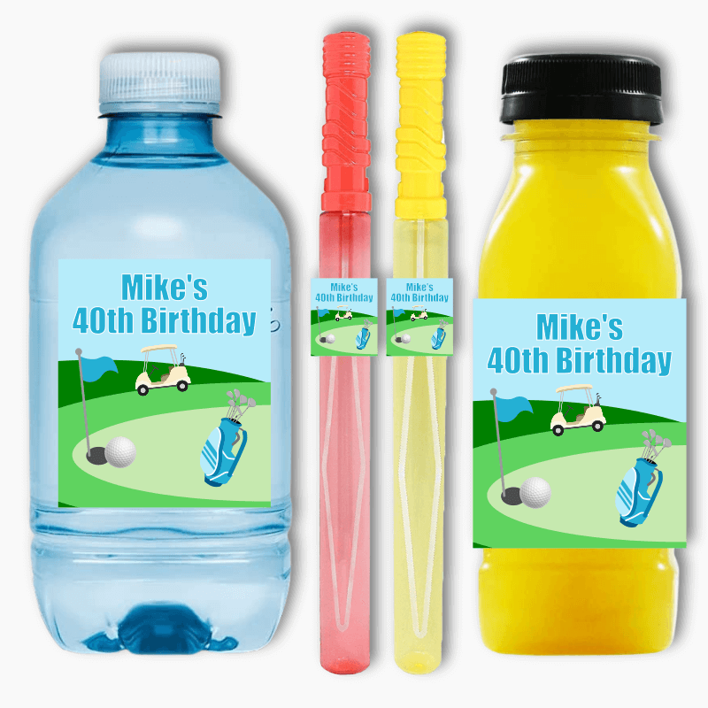 Golf Birthday Party Rectangle Favour Stickers