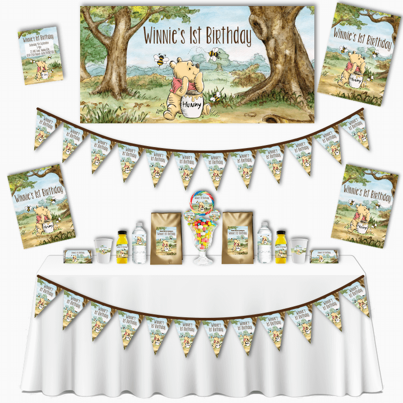 Personalised Classic Winnie the Pooh Grand Birthday Party Pack