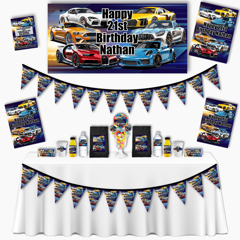 Personalised Sports Cars Grand Birthday Party Pack