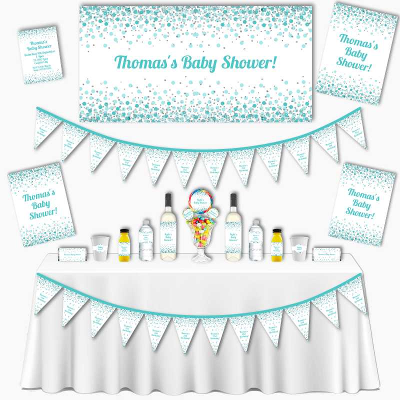 Personalised Green Confetti Grand Baby Shower Pack