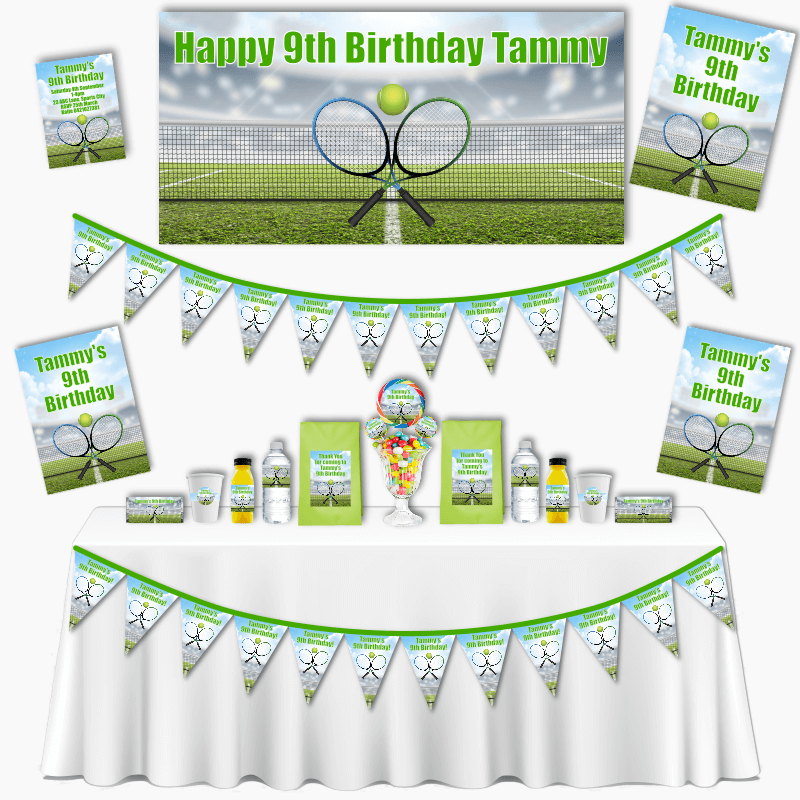 Personalised Tennis Grand Birthday Party Pack