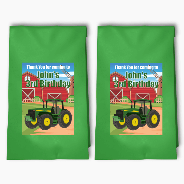 Personalised John Deere Tractor Party Favour Bags &amp; Labels - Katie J ...