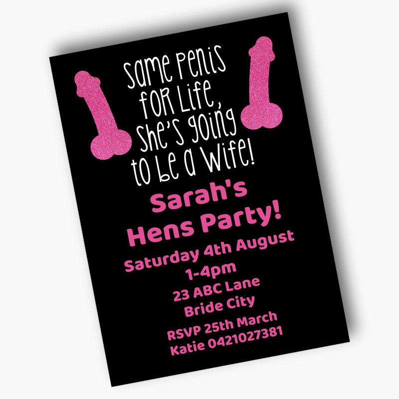 Personalised Same Penis for Life Hens Party Invites