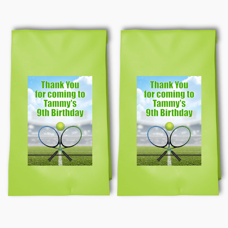 Personalised Tennis Birthday Party Bags &amp; Labels