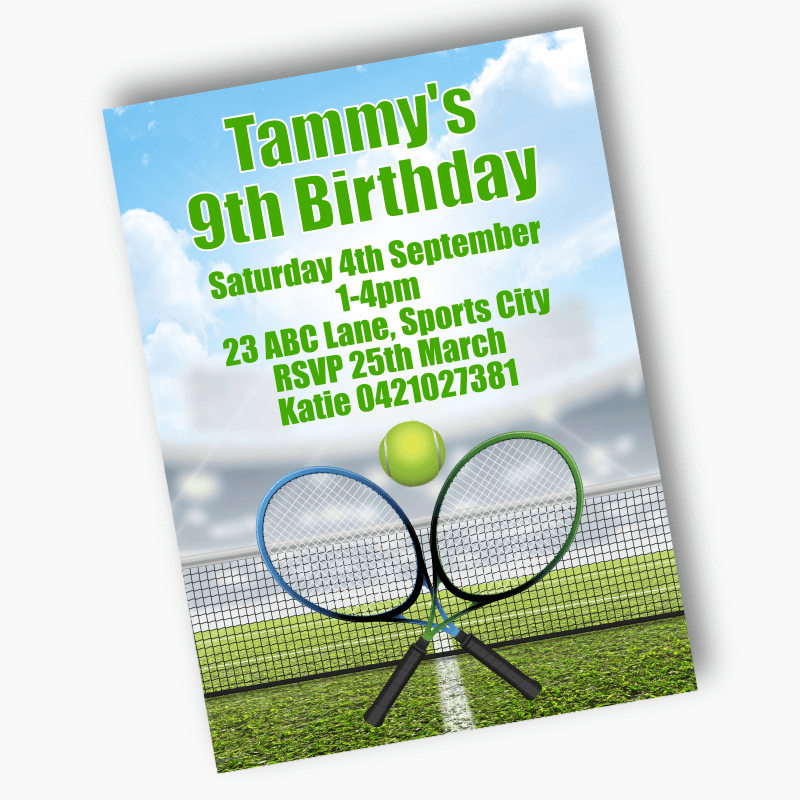 Personalised Tennis Birthday Party Invites