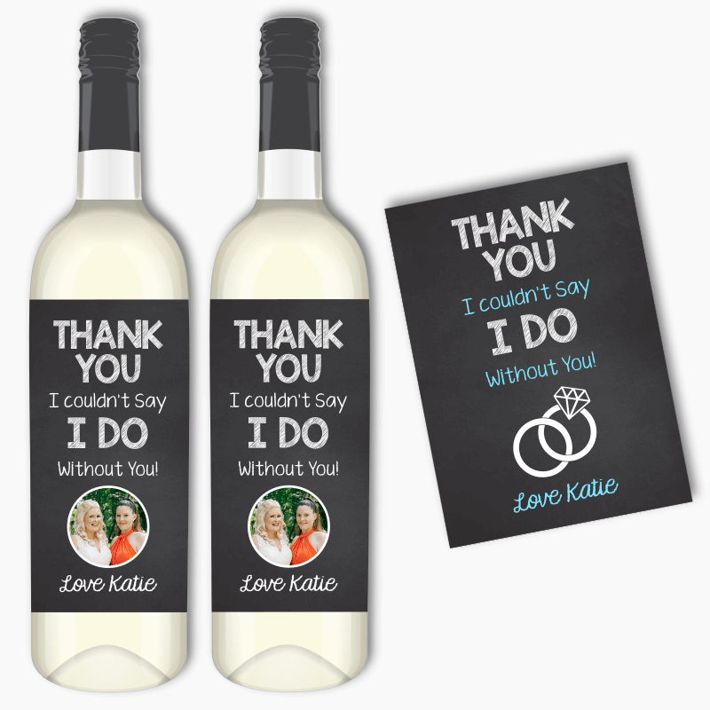 Personalised Thank You Bridal Party Gift Wine Labels