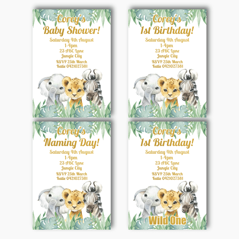 Personalised African Animals Party Invites