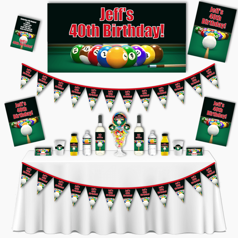 Personalised Billiards 8 Ball Grand Birthday Party Pack