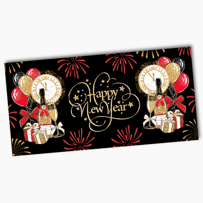 Black, Gold &amp; Red New Years Party Banners