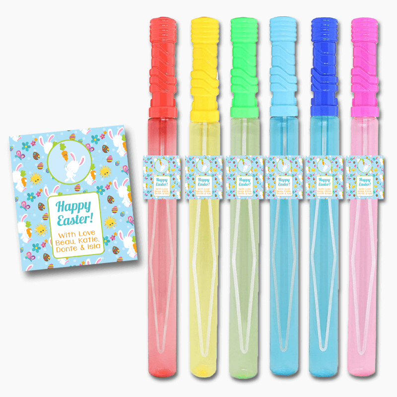 &#39;Blue Bunny&#39; Easter Gift Rectangle Bubble Wand Stickers