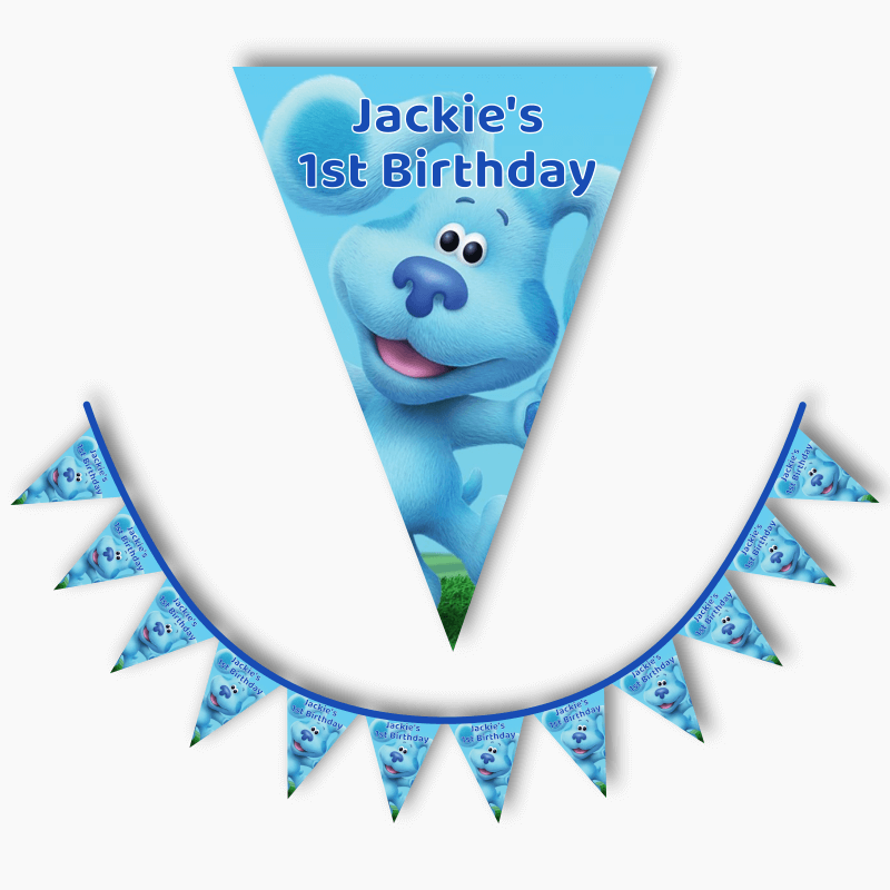 Personalised Blue&#39;s Clues Birthday Party Flag Bunting