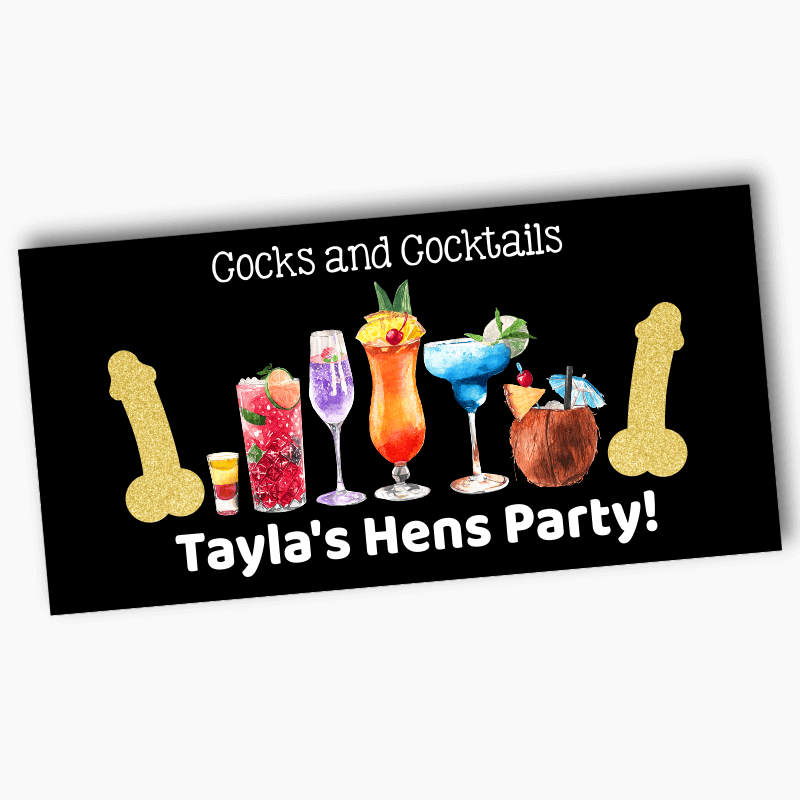 Personalised Cocks &amp; Cocktails Hens Party Banners