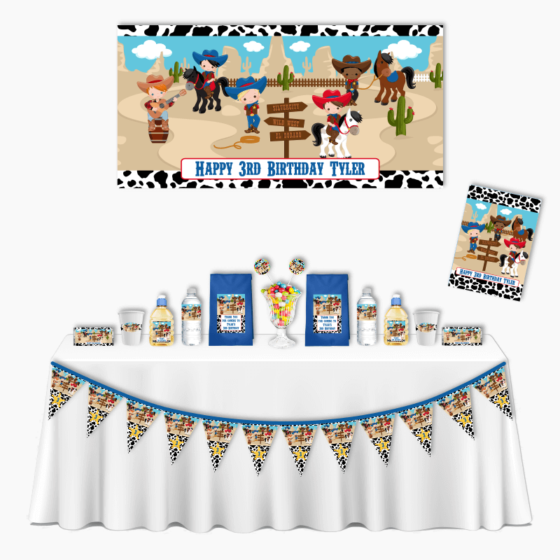 Personalised Cowboy Deluxe Birthday Party Decorations Pack