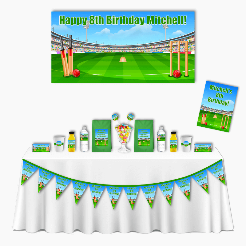 Personalised Cricket Deluxe Birthday Party Pack