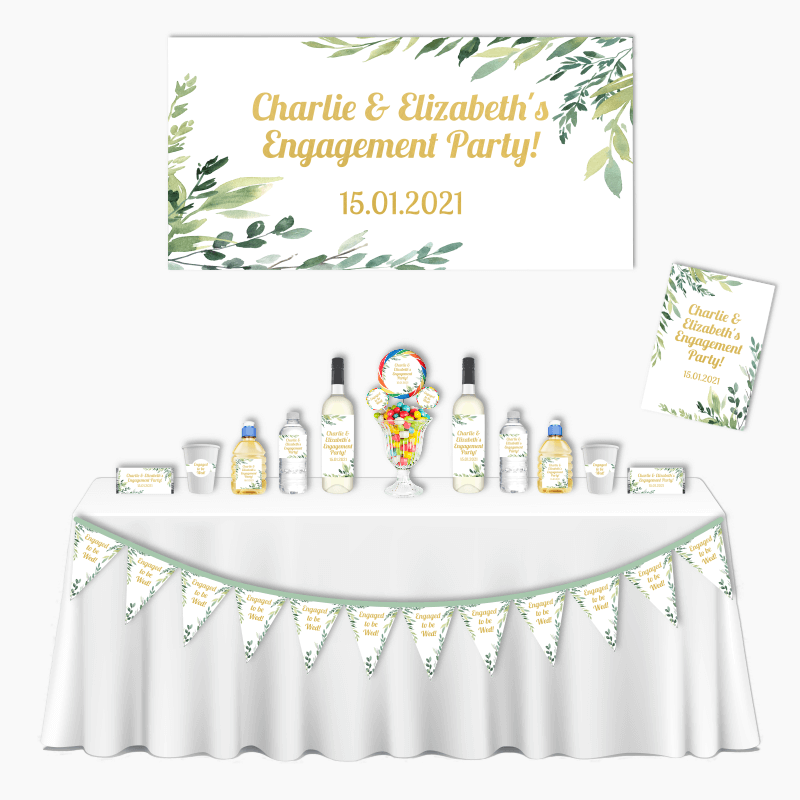 Personalised Eucalyptus Leaves Deluxe Engagement Party Decorations Pack