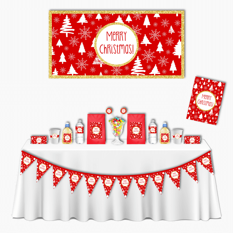 Festive Red &amp; Gold Deluxe Christmas Party Pack
