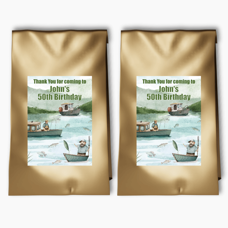 Personalised Fishing Birthday Party Bags &amp; Labels
