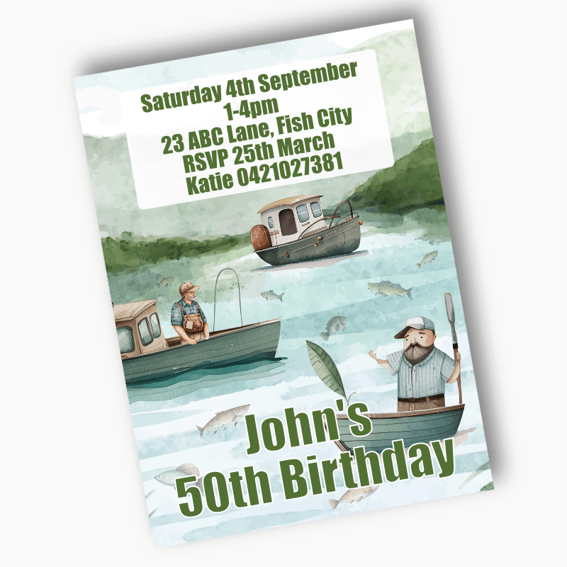 Personalised Fishing Birthday Party Invites