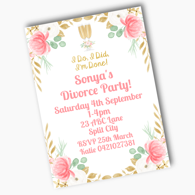 Personalised Floral Divorce Party Invites
