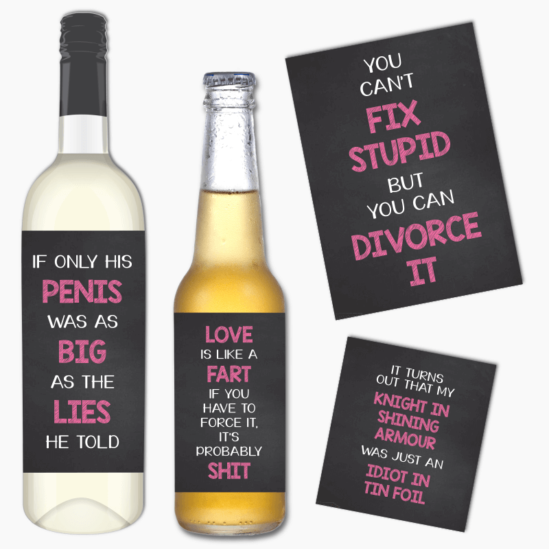 Funny Divorce Gift Wine &amp; Beer Labels
