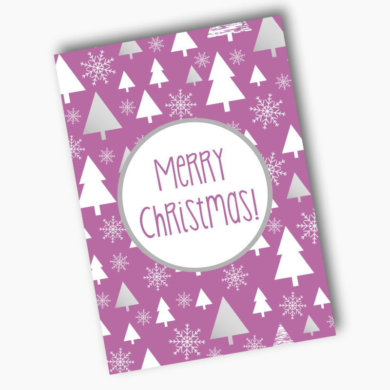 Joyous Purple Trees Christmas Party Posters