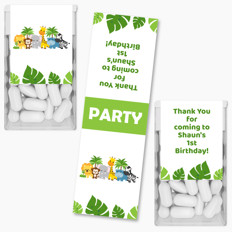 Personalised Jungle Animals Birthday Party Tic Tac Labels