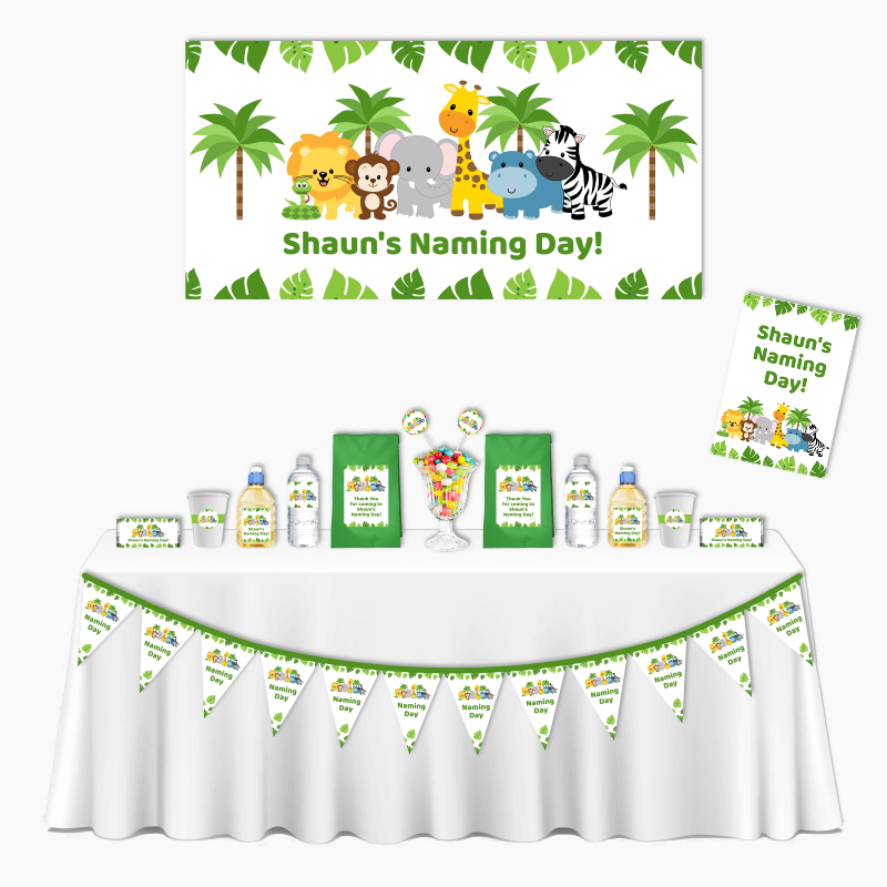 Personalised Jungle Animals Deluxe Naming Day Decorations Pack