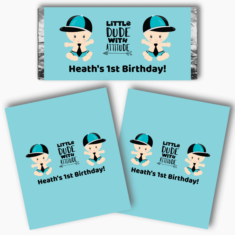 Personalised Little Dude with Attitude Birthday Party Mini Chocolate Labels