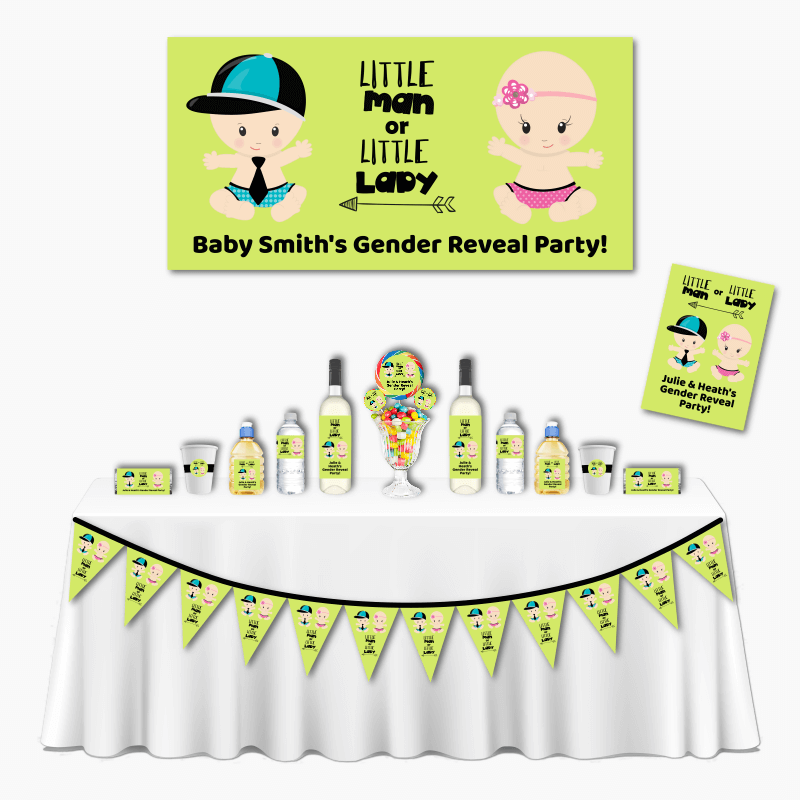 Personalised Little Man or Little Lady Deluxe Party Decorations Pack