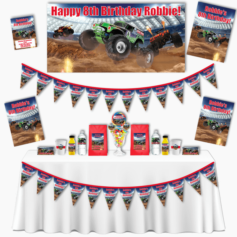 Personalised Monster Trucks Grand Birthday Party Pack