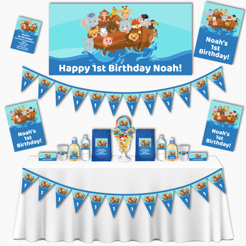 Personalised Noah&#39;s Ark Grand Birthday Party Decorations Pack