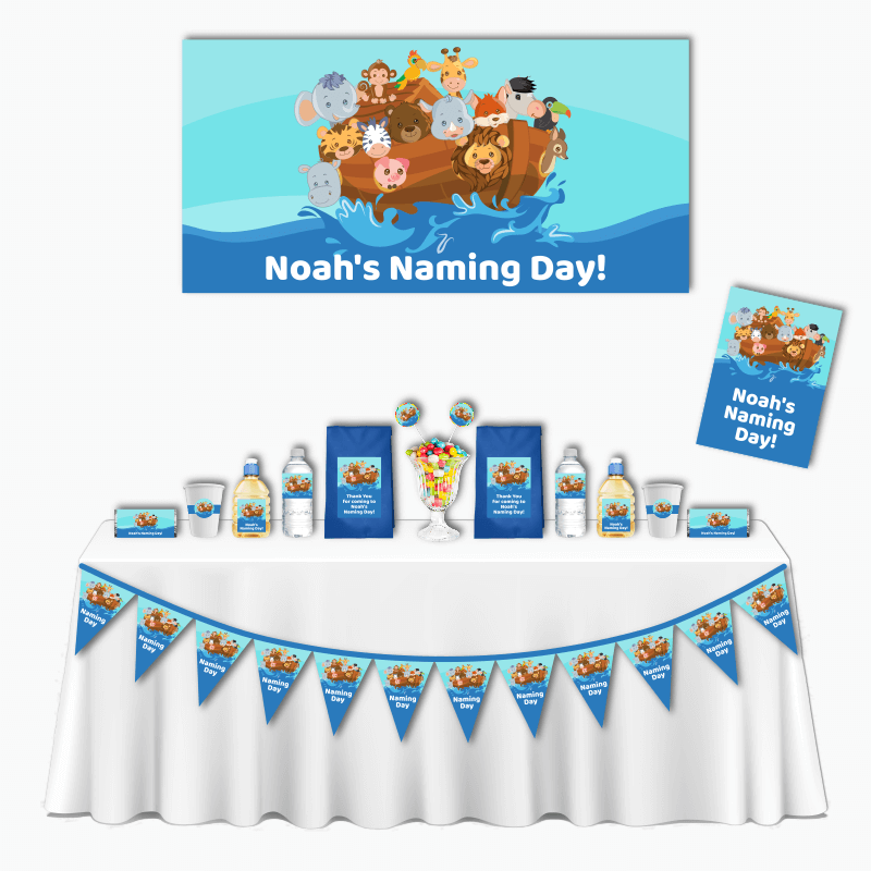 Personalised Noah&#39;s Ark Deluxe Naming Day Decorations Pack