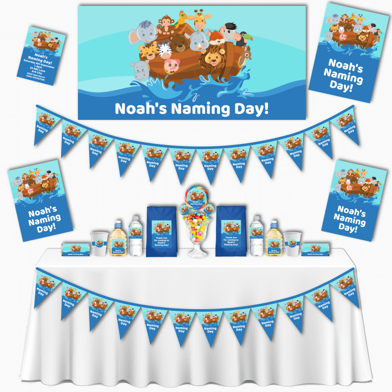 Personalised Noah&#39;s Ark Grand Naming Day Decorations Pack