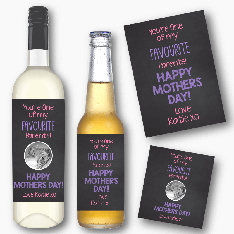 One of My Favourite Parents Mothers Day Gift Wine &amp; Beer Labels