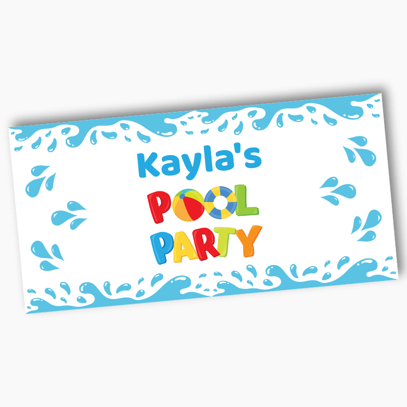 Personalised Boys Pool Party Banner - White