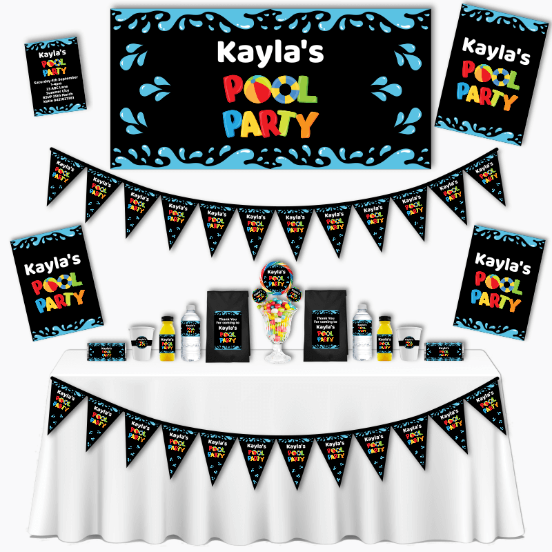 Personalised Grand Boys Pool Party Pack - Black