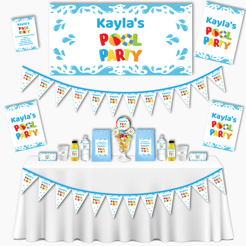 Personalised Grand Boys Pool Party Pack - White