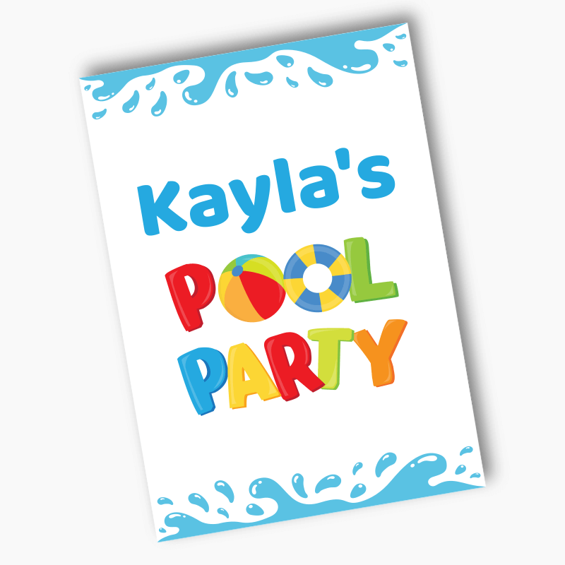 Personalised Boys Pool Party Poster - White