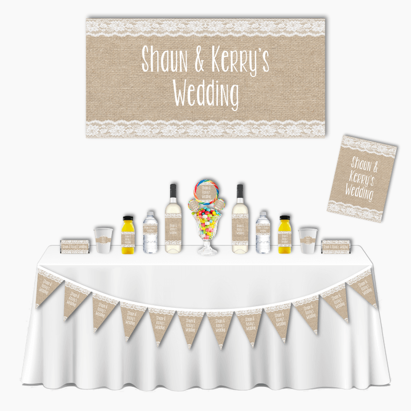 Personalised Burlap &amp; Lace Deluxe Wedding Pack